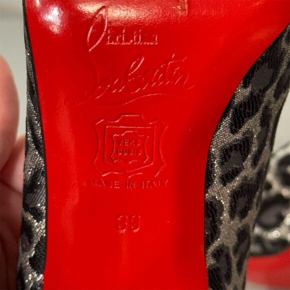 Christian Louboutin Black Satin Peep Toe Heels Red Sole 38.5 Classic Elegant - Picture 11 of 11